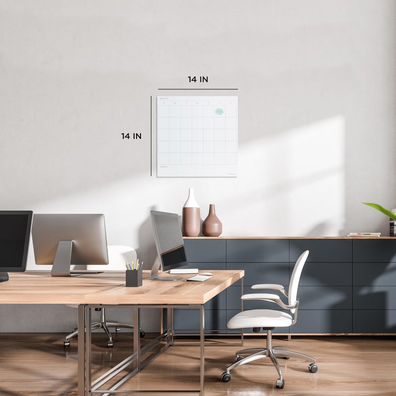 U Brands Square Magnetic Dry Erase Calendar White Board, 14" x 14", Frameless, Includes Marker and Magnet - Image 2